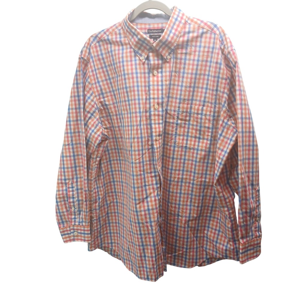 Croft & Barrow Mens Classic Fit Plaid Button Down Shirt 18.5 34 35‎